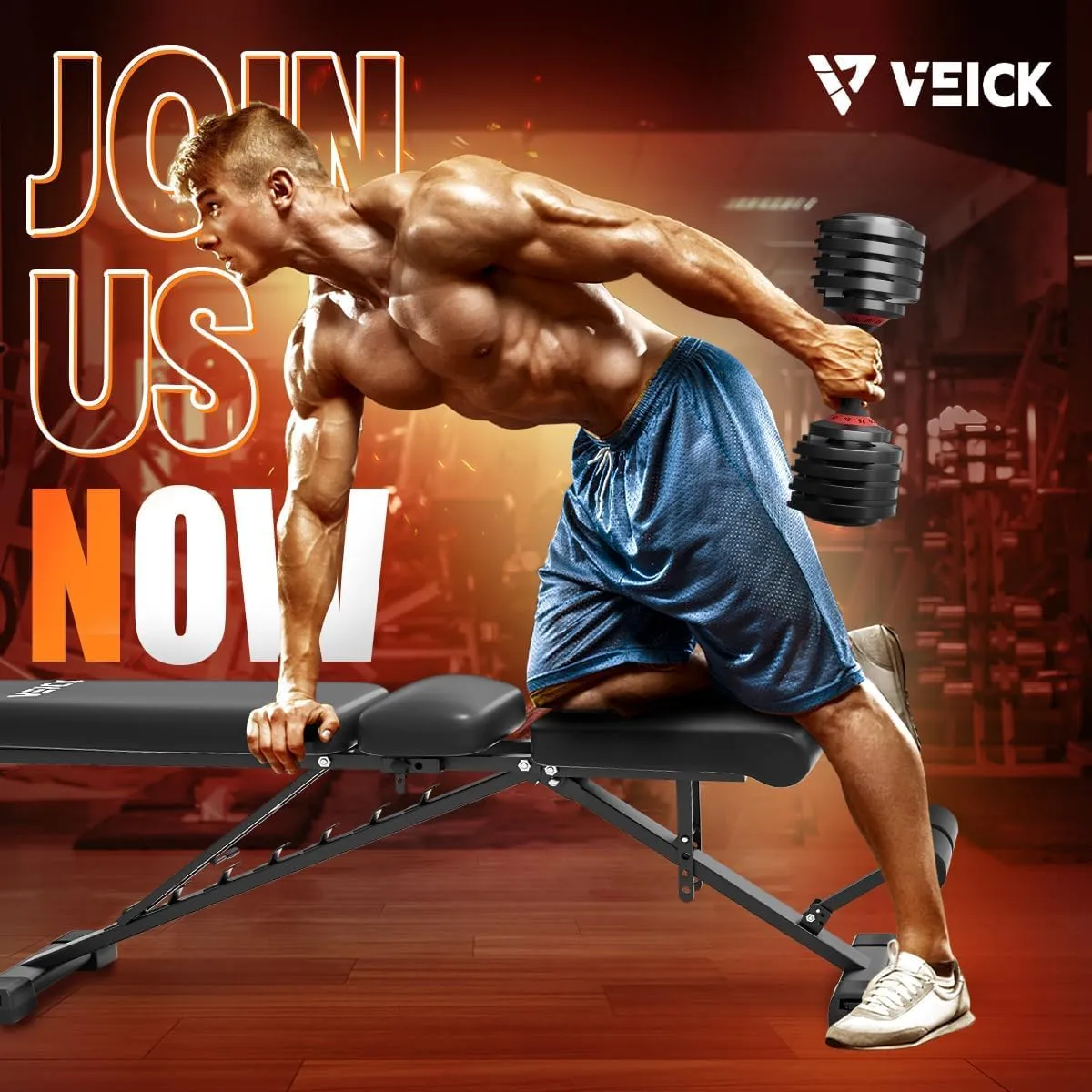 VEICK 25/55 lbs Adjustable Dumbbell With Anti-Slip Turning Handle, Fast Adjust Weight for Men Women, Tray for Home Gym Full Body Workout Fitness