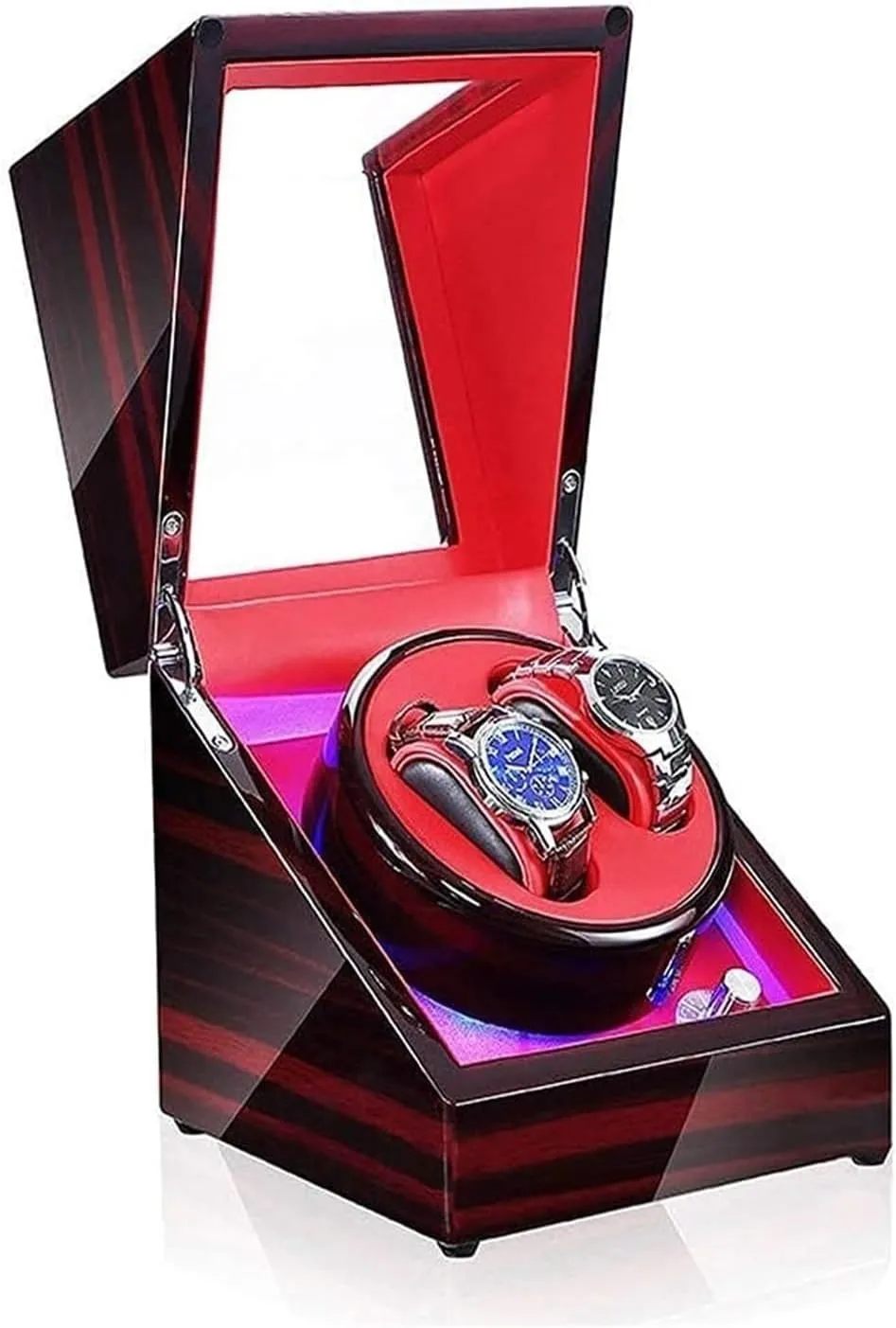 VejiA Watch Case Automatic Watch Winder Box Watch Double Led Switch 5-Speed ??Adjustment Mode Wooden Luxury Case for 2 Wrist Watches Watch Box