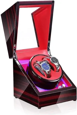 VejiA Watch Case Automatic Watch Winder Box Watch Double Led Switch 5-Speed ??Adjustment Mode Wooden Luxury Case for 2 Wrist Watches Watch Box