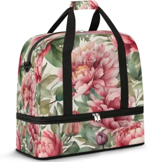 Vibrant Floral Display Travel Duffel Bag, Travel Essentials, Gym Bag for Women, Weekender Overnight Bag With Shoes Compartment, Carry On Bags for Airplanes