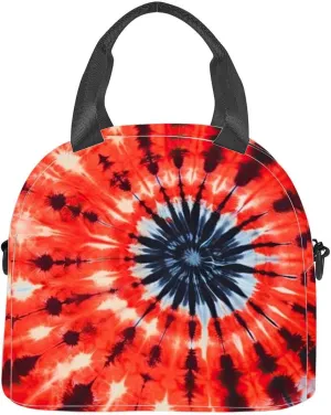 Vibrant hippie inspired t shirt spiral tie dye Insulated Adult Lunch Bag with Shoulder Strap for Women Lightweight Reusable Portable Freezable Lunch Tote Bag for Work Picnic