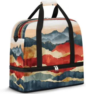 Vibrant Peaks Travel Duffel Bag, Travel Essentials, Gym Bag for Women, Weekender Overnight Bag With Shoes Compartment, Carry On Bags for Airplanes