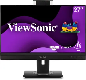 ViewSonic VG2756V-2K 27" 1440p Video Docking Monitor with Webcam, 2 Way Powered 90W USB C (Renewed)