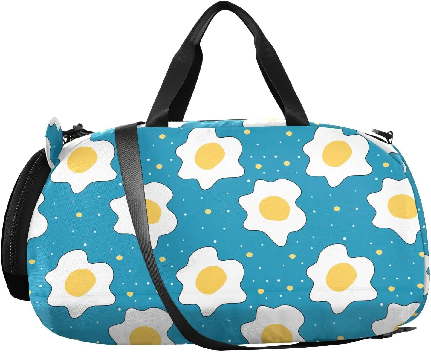 VIGTRO Cute Fried Eggs Kids Overnight Travel Duffel Bag Sport Gym Bag for Boys Girls with Shoe Compartment, Carry On Weekender Luggage Bag for Dance Swim Yoga