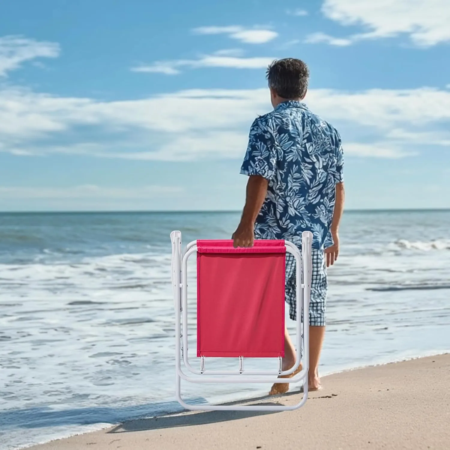 VINGLI Beach Chair with Umbrella, Beach Chair with 360°Canopy Shadefor Adults，Camping Chairs for Camping, Pool, Fishing-Pink