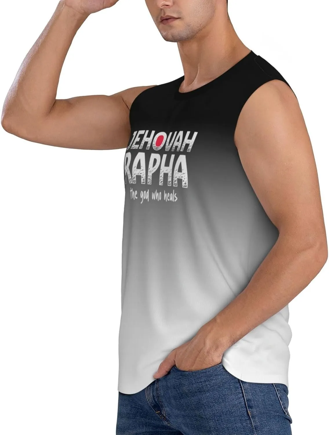 Vintage Jehovah Rapha The god who Heals Men's Tank Tops Workout Gym Sleeveless Muscle Shirts Summer Beach Swim Shirt,