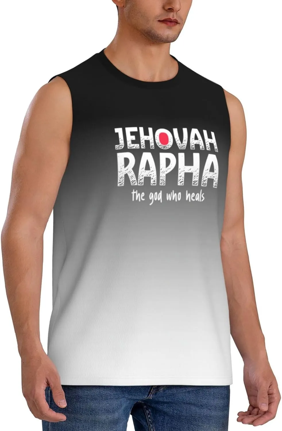 Vintage Jehovah Rapha The god who Heals Men's Tank Tops Workout Gym Sleeveless Muscle Shirts Summer Beach Swim Shirt,