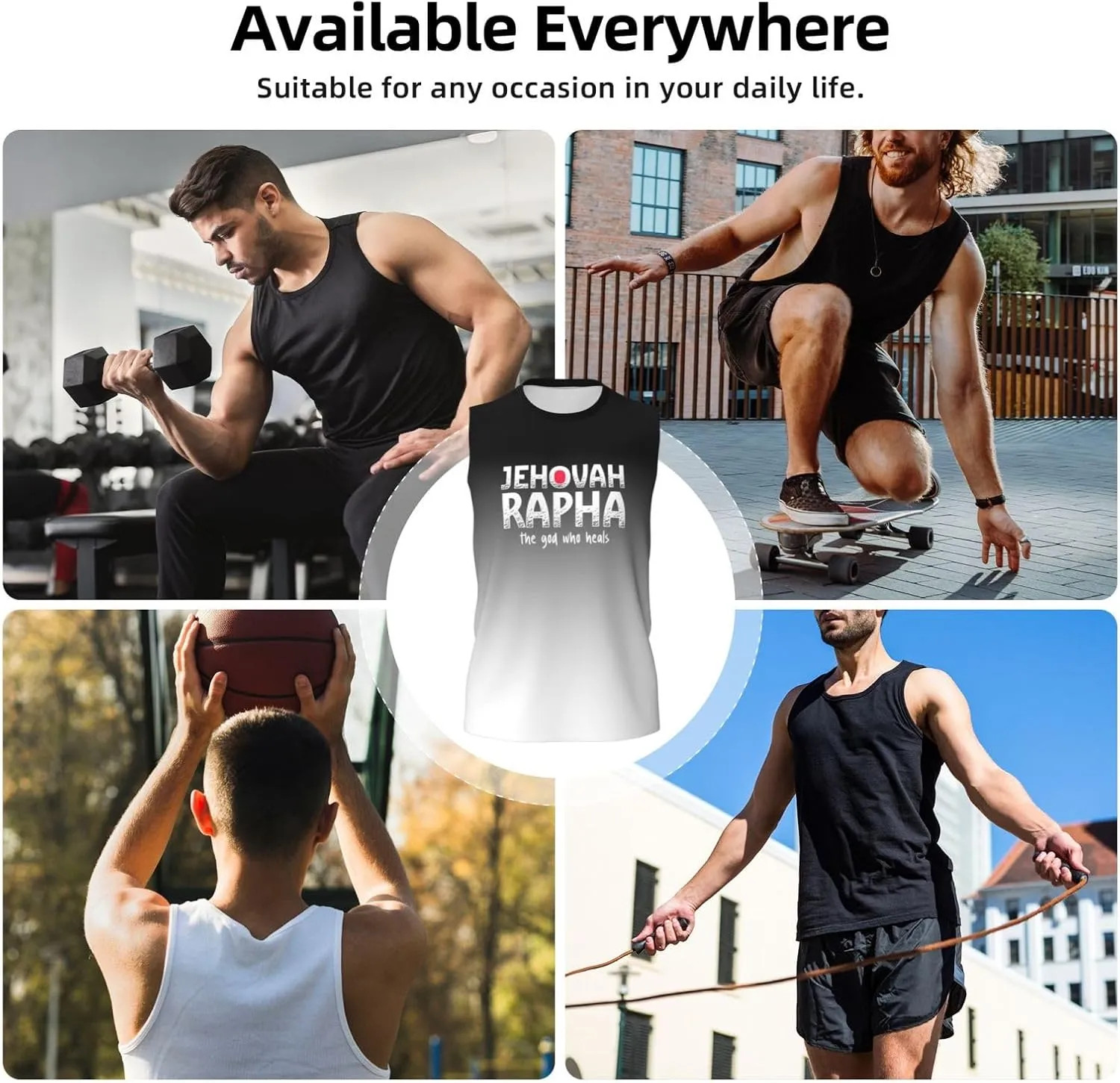 Vintage Jehovah Rapha The god who Heals Men's Tank Tops Workout Gym Sleeveless Muscle Shirts Summer Beach Swim Shirt,