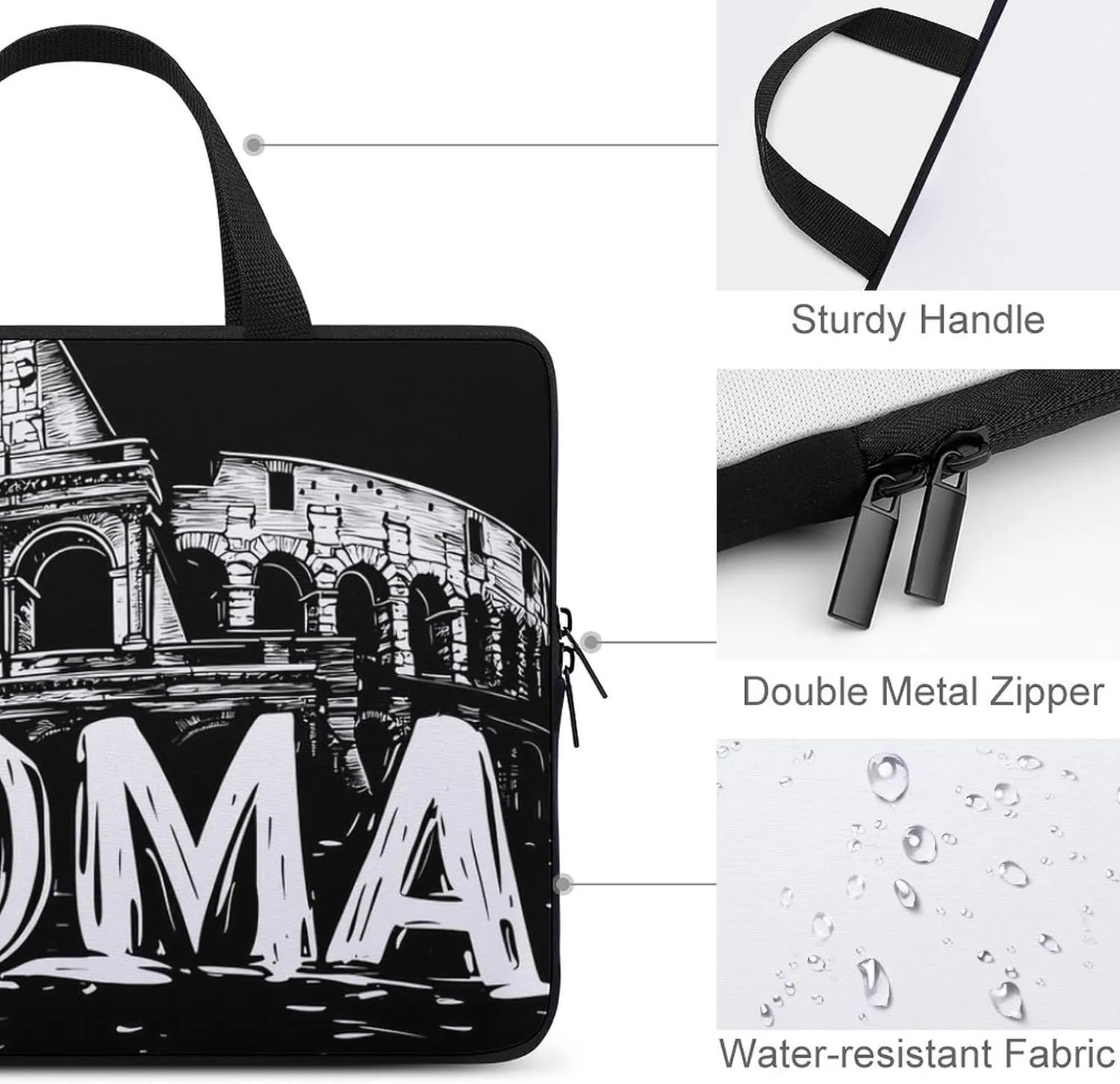 Vintage Roman Architecture Funny Laptop Bag Sleeve Portable Computer Carrying Case Cover Unisex 10inch