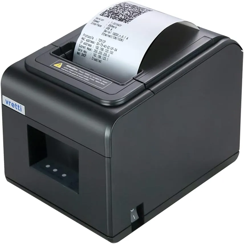 vretti Thermal Receipt Printer, 3'1/8 80mm Direct Thermal Printer with USB Serial LAN Port - Kitchen POS Printer ESC/POS Command Support Cash Drawer