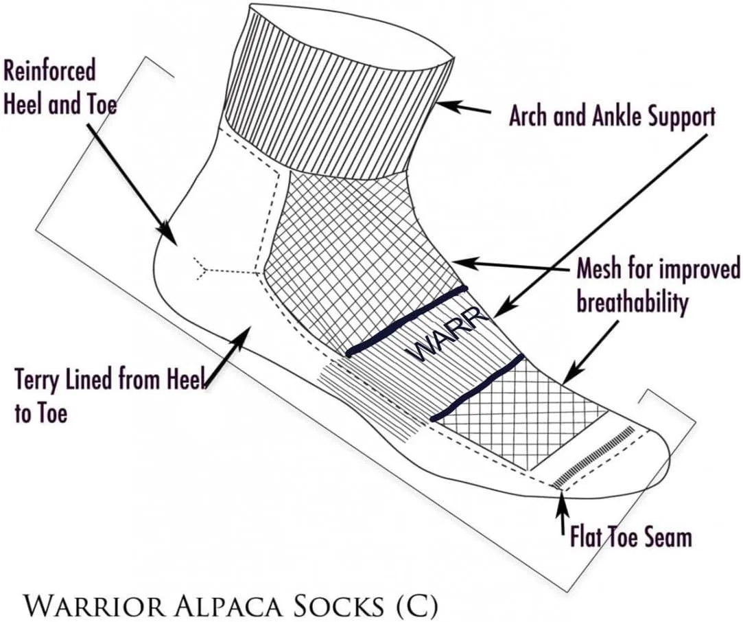WARRIOR ALPACA SOCKS - All-American Ankle High Quarter Crew Alpaca Unisex Sport Socks