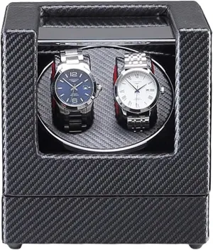 Watch Case Automatic Watch Winder Box Automatic Double Watch Winder Box Built-in Led Light Exterior Dual Power Supply Quiet Motor Watch Winder Watch Box