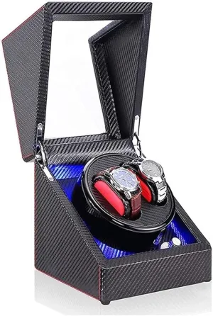 Watch Case Winder Box Watch Double Automatic Watch Winder Led Switch 5-Speed ​​Adjustment Mode Wooden Luxury Stora Case for 2 Wrist Watches Watch Box