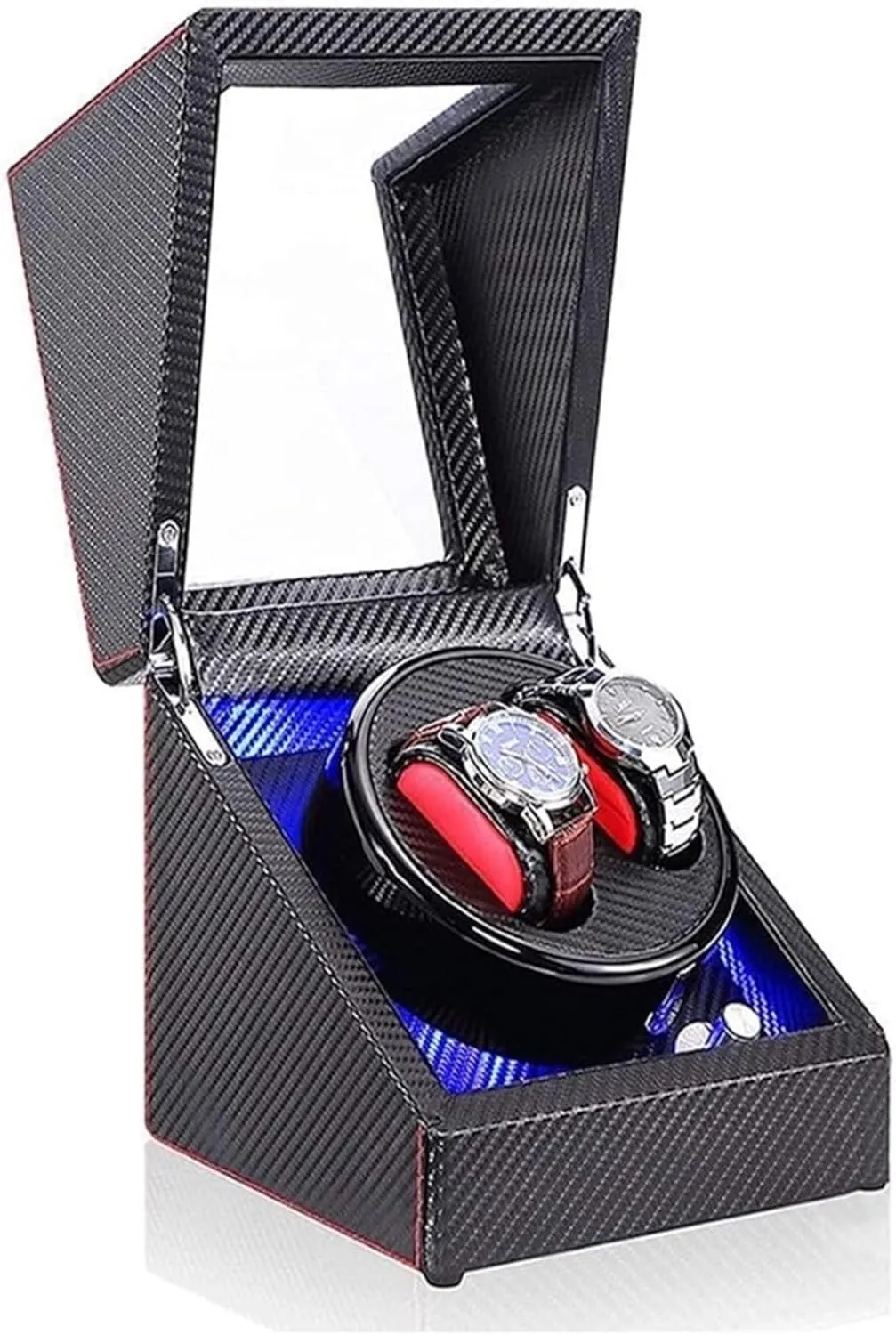 Watch Case Winder Box Watch Double Automatic Watch Winder Led Switch 5-Speed ​​Adjustment Mode Wooden Luxury Stora Case for 2 Wrist Watches Watch Box