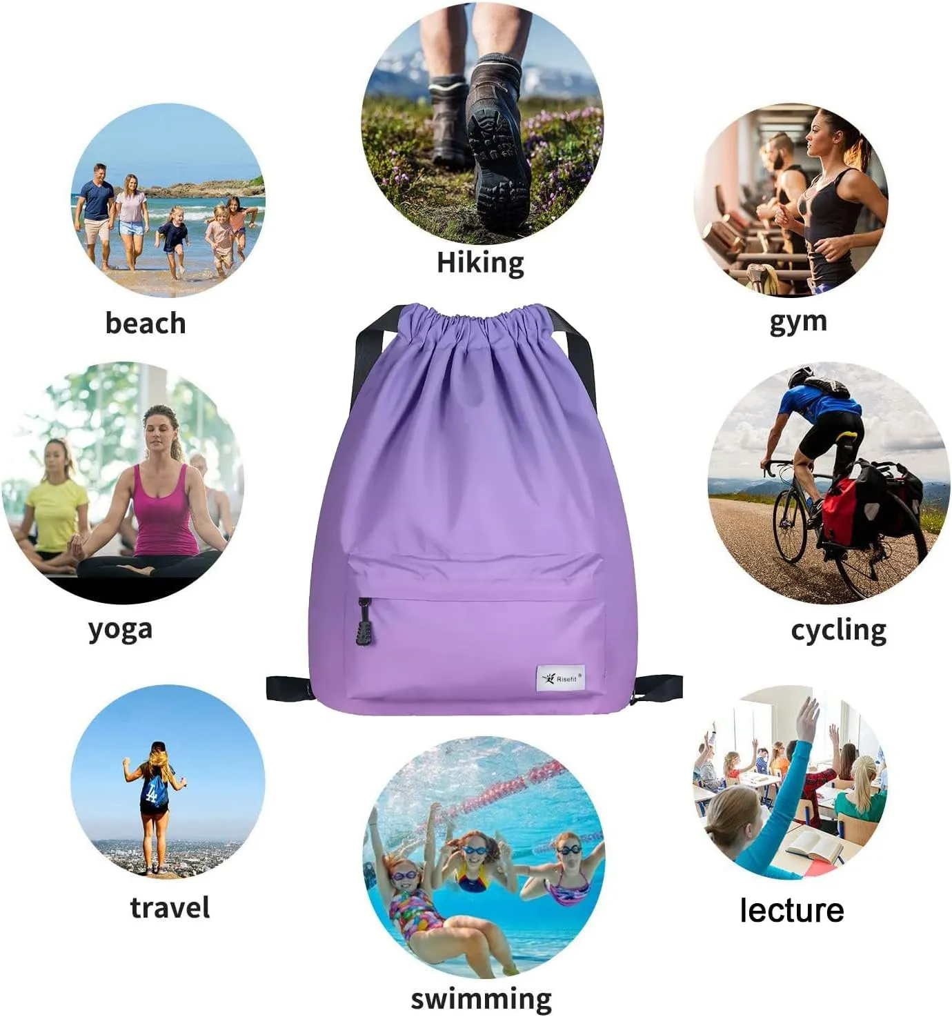 Waterproof Drawstring Bag, Gym Bag Sackpack Sports Beach Backpack for Men Women