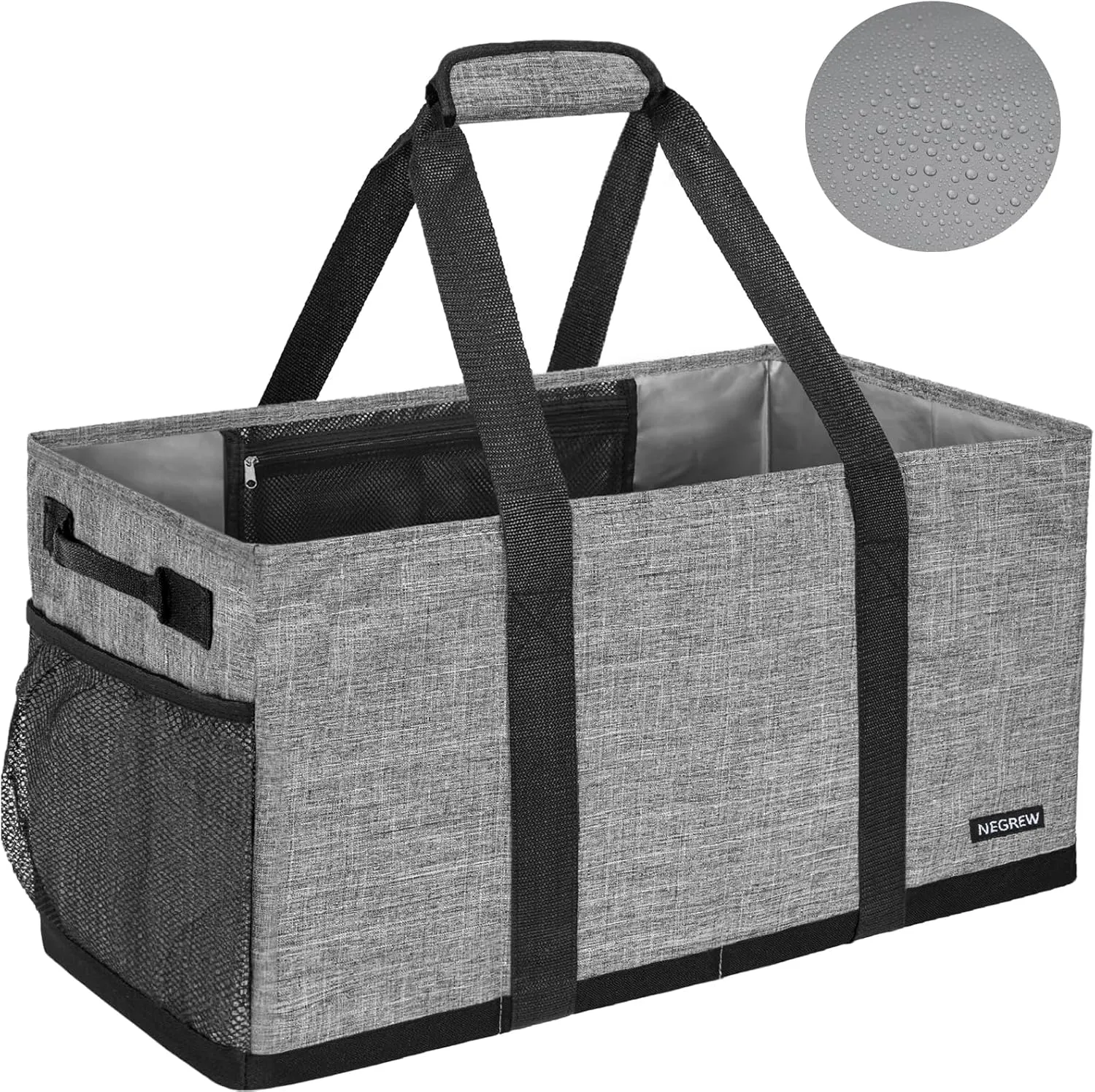 Waterproof Stand Up Utility Tote Bag, Extra Large Insulated Grocery Tote Bag, Foldable Bag with Sturdy Bottom,Heavy Duty Reusable Storage Bag,Easy to Clean