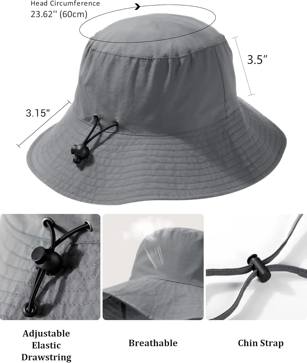 Waterproof Sun UPF 50  Bucket Hat UV Protection Packable Brimmed Boonie for Women Men Summer Lightweight Hiking Outdoor Cap