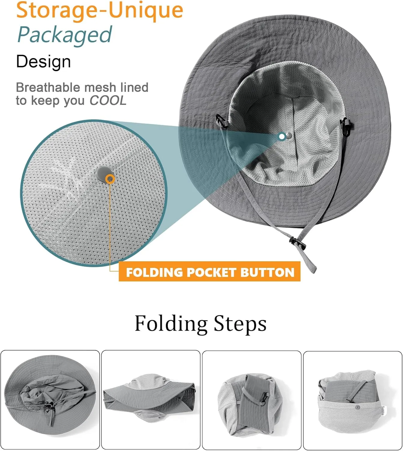 Waterproof Sun UPF 50  Bucket Hat UV Protection Packable Brimmed Boonie for Women Men Summer Lightweight Hiking Outdoor Cap