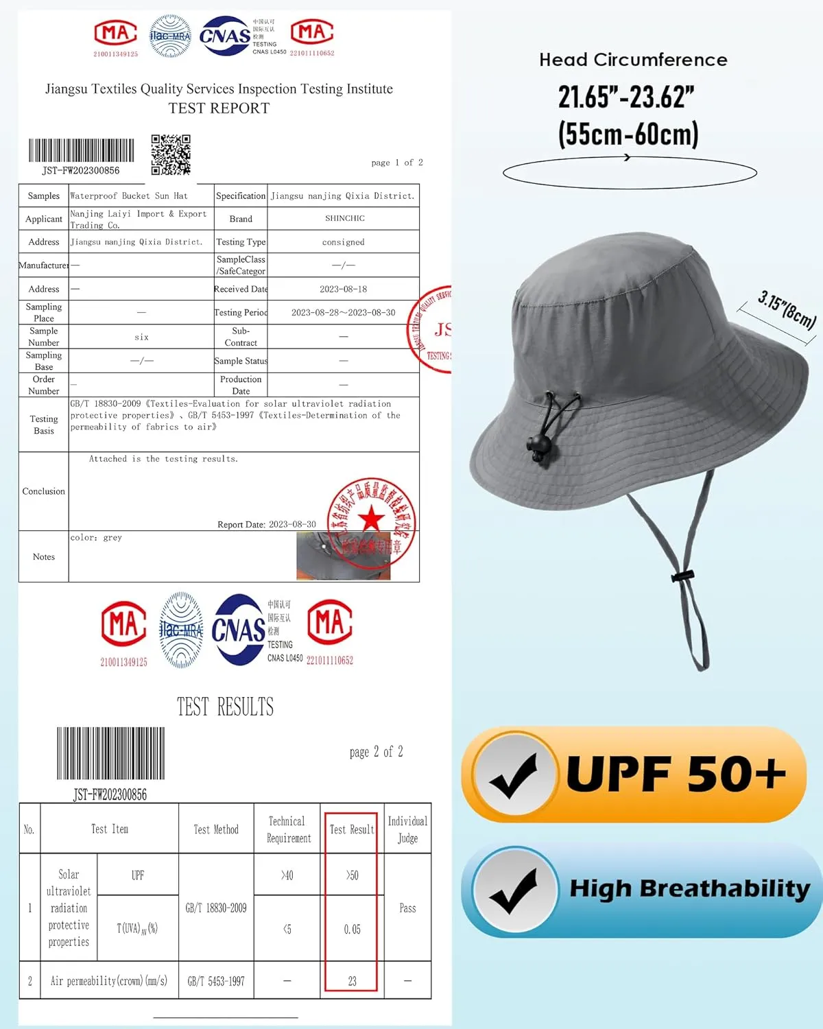 Waterproof Sun UPF 50  Bucket Hat UV Protection Packable Brimmed Boonie for Women Men Summer Lightweight Hiking Outdoor Cap