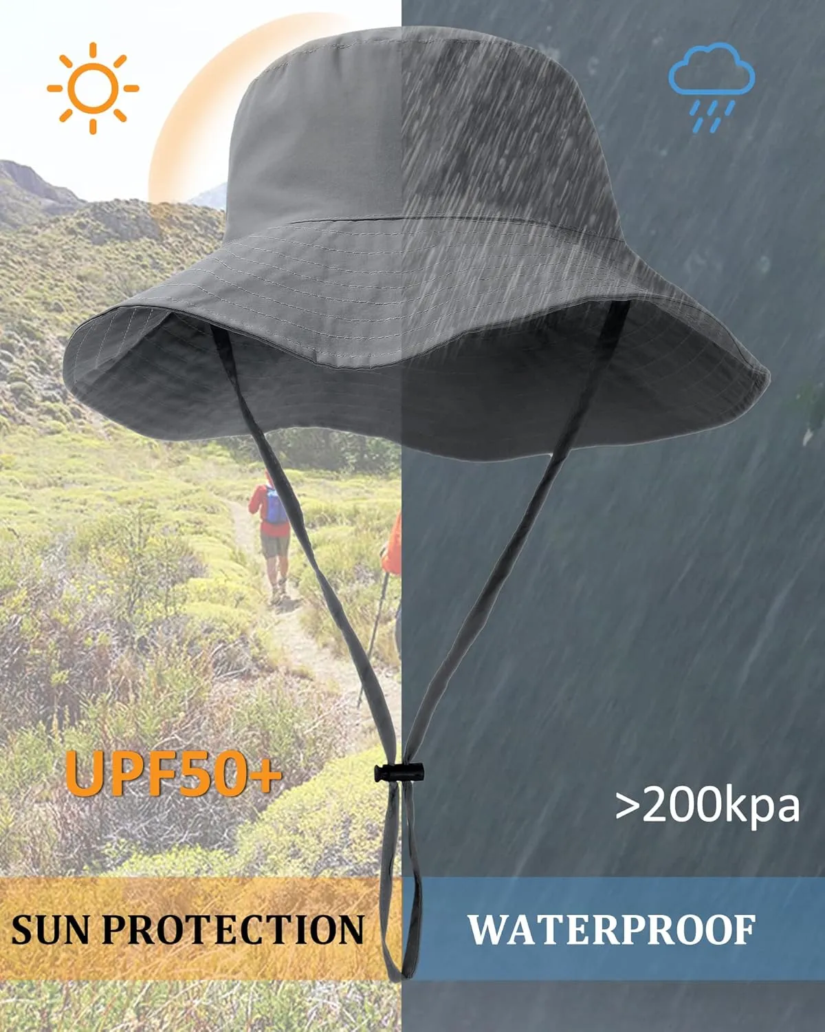 Waterproof Sun UPF 50  Bucket Hat UV Protection Packable Brimmed Boonie for Women Men Summer Lightweight Hiking Outdoor Cap