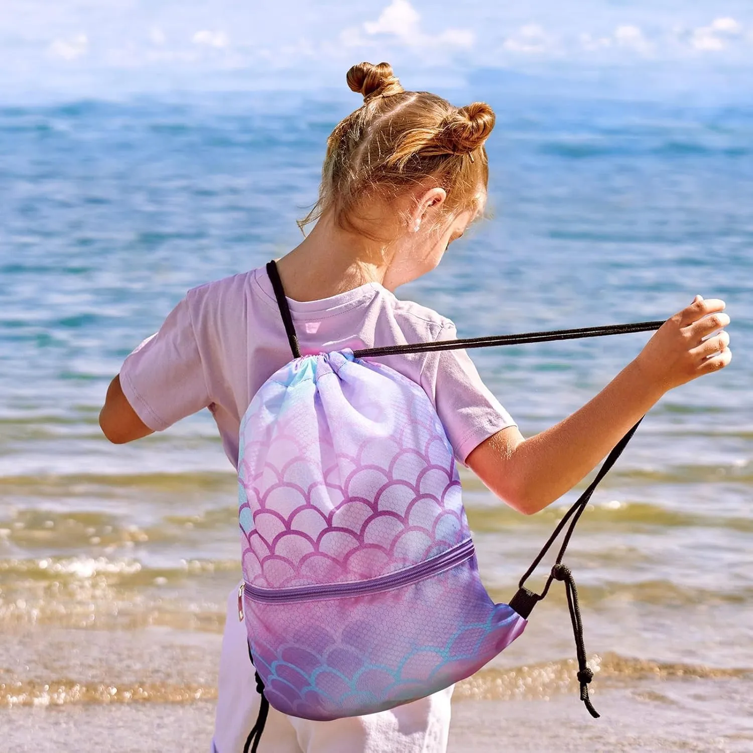 WAWSAM Drawstring Backpack - Drawstring Bags for Kids Swim Bag for Beach