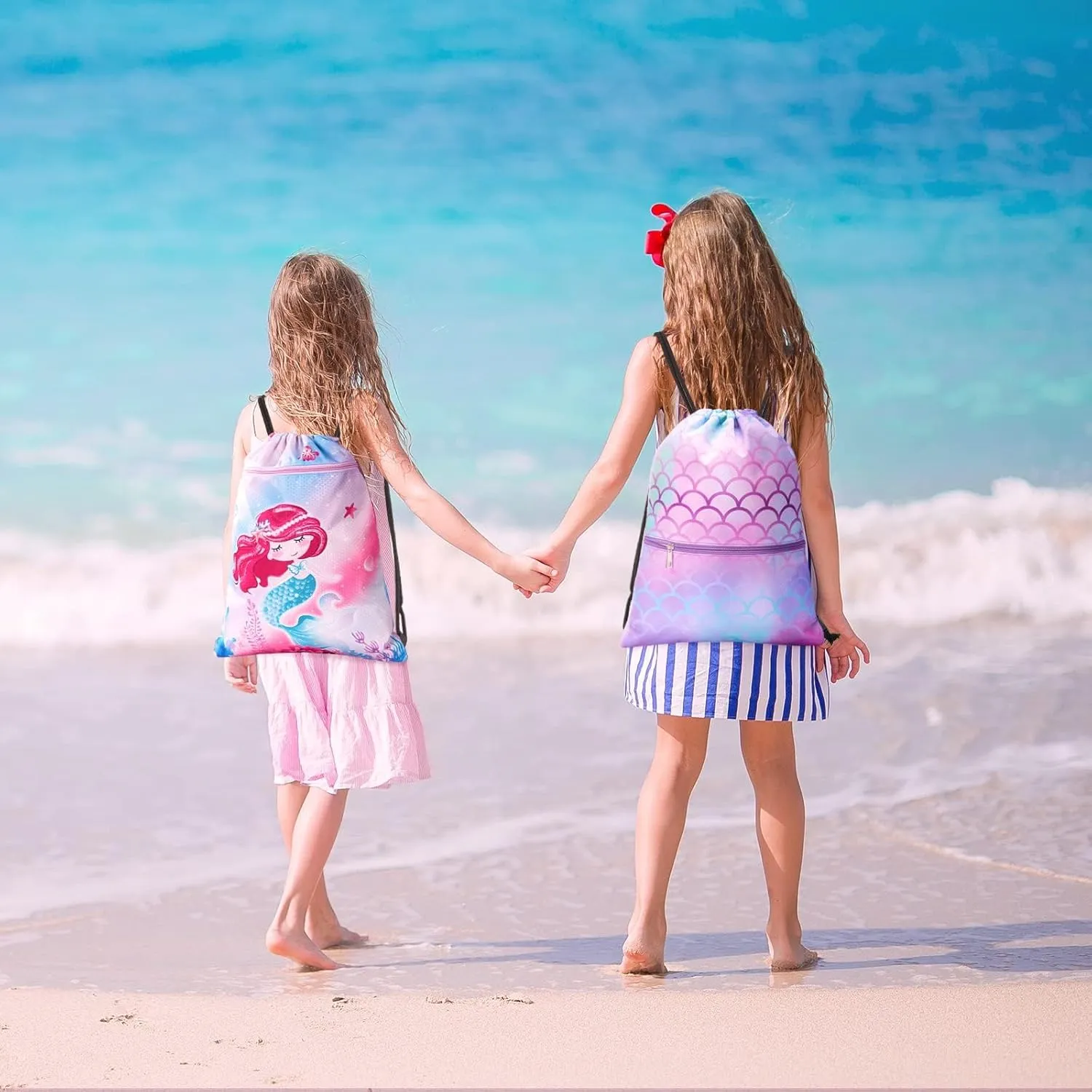 WAWSAM Drawstring Backpack - Drawstring Bags for Kids Swim Bag for Beach