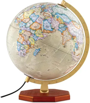 Waypoint Geographic Voyager Plus 12' Antique Ocean-Style Light-Up Globe, Home and Office Decor, 16' H x 13.5' W x 12' D