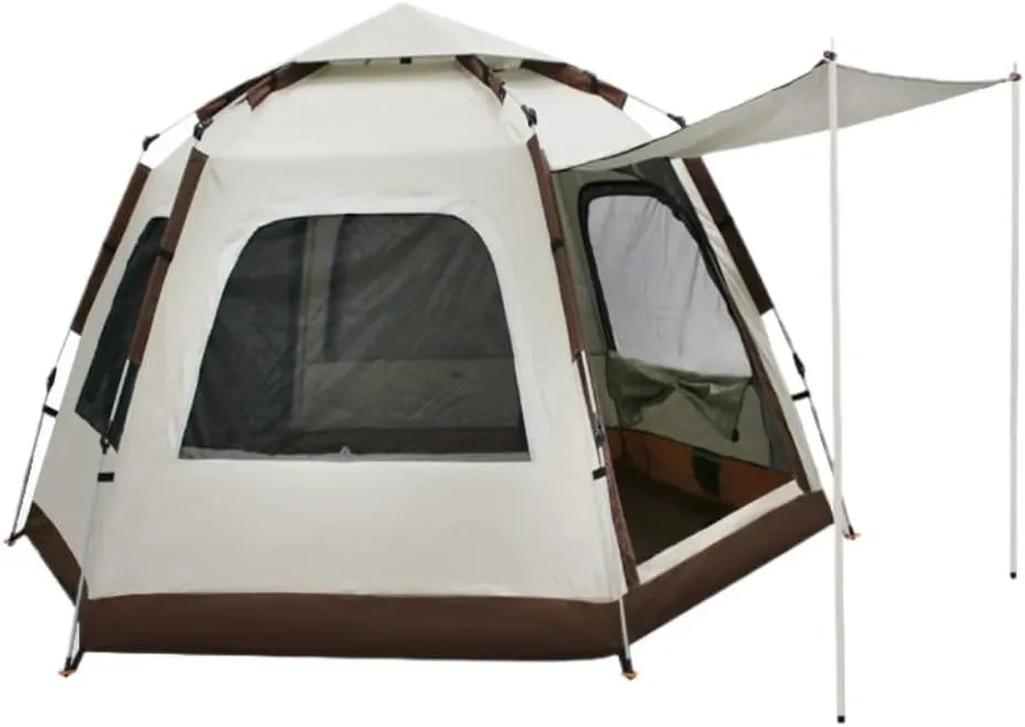 Weatherproof Tents Hexagonal Tent Folding Portable Thickened No-Setup Family Camping Outdoor Fully Automatic Quick-Opening Tent Camping and Hiking Tents
