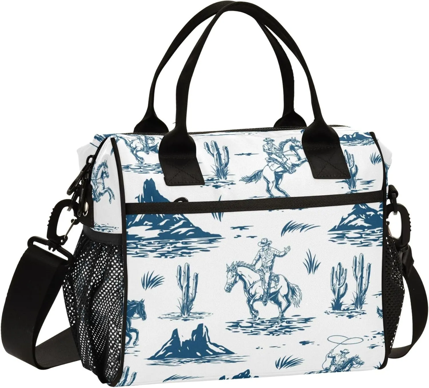 Western Cowboys Vintage Lunch Bag Reusable Lunch Tote Bags Insulated Cooler Lunch Box Food Container for Women Men Adults
