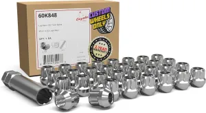 Wheel Accessories Parts 32 PCS M14x1.5 14x1.5 Thread OE Acorn 1" Long Spline Lug Nuts Chrome Truck Spline Fits 99  Chevy Silverado GMC Sierra 2500 3500 Ford 2005  F250 F350 2011  Ram 2500 3500