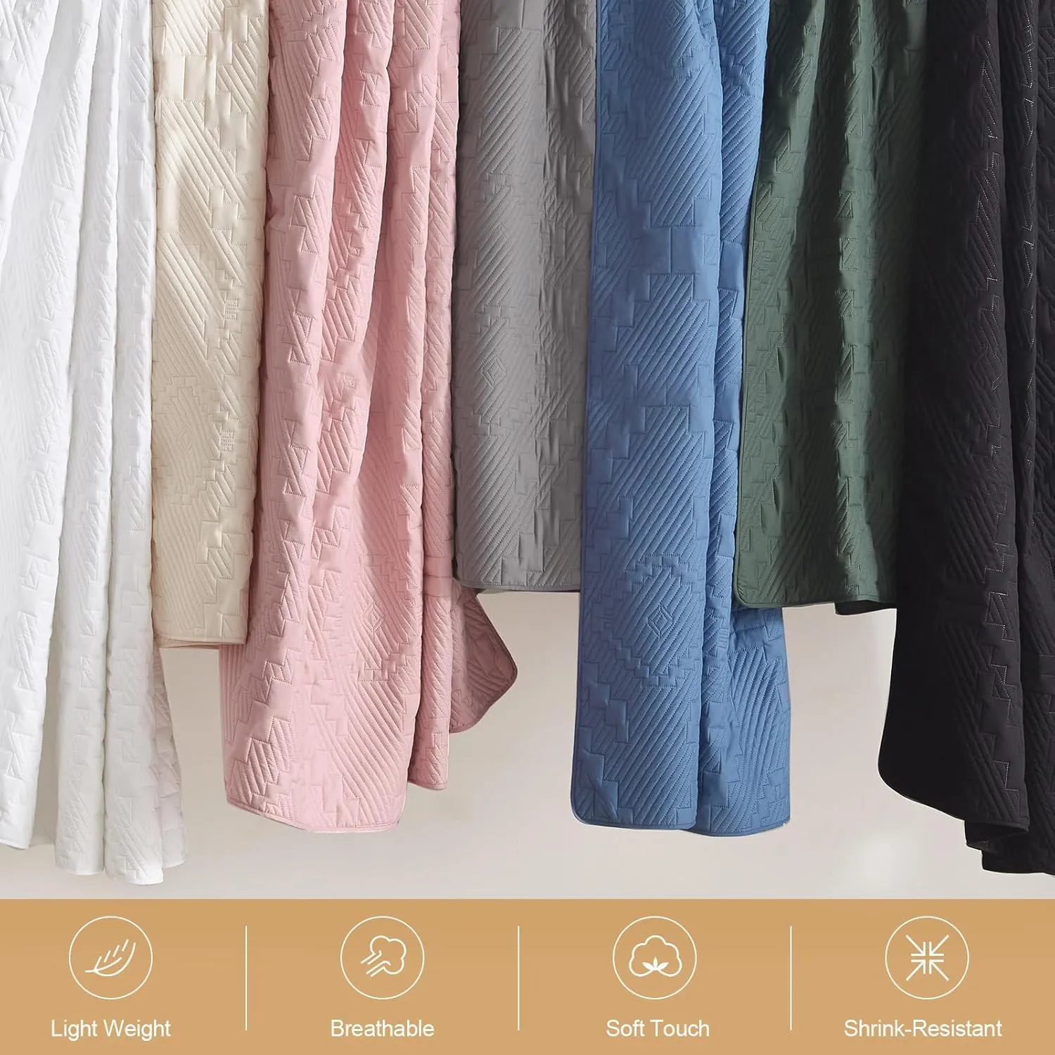 White Quilt King Size, Ultrasonic Oversized King Quilts with Pillow Shams, Soft Lightweight Summer Bedspread Coverlets for All Seasons, 3 Pieces (1 Quilt, 2 Pillow Shams)