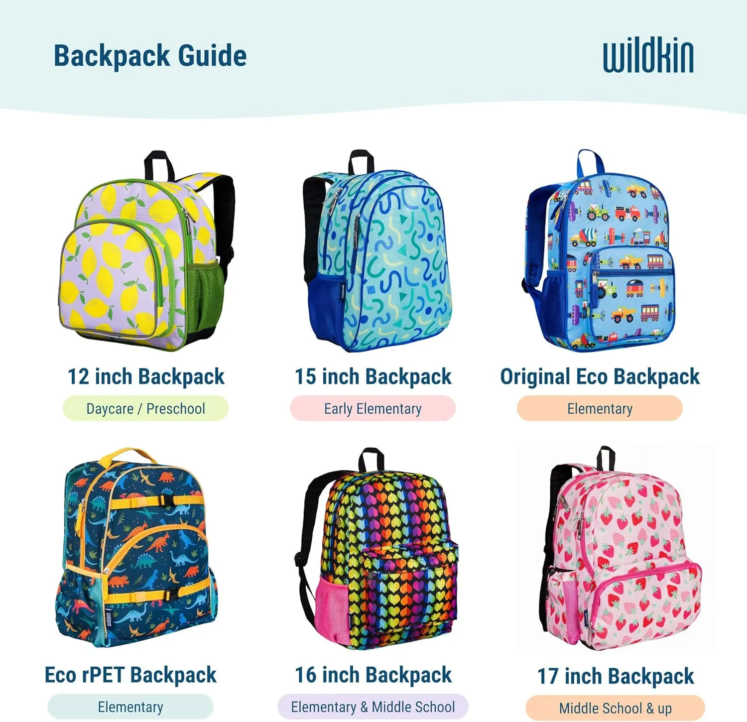 Wildkin ECO rPET 15-inch Kids Backpack – Sustainable, Padded, Adjustable – Heroes
