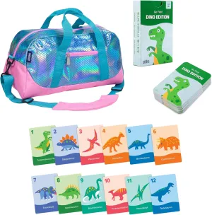 Wildkin Overnighter Duffel Bag and Go Fish! Card Game Bundle: Dive into Fun - Playful Adventures Packed and Ready to Go (Mermaid Scales)