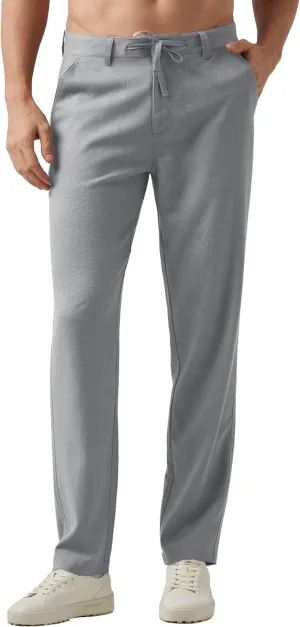 Willit Men's Linen Pants Casual Linen Dress Pants Drawstring Beach Summer Lightweight Trousers 29" 30" 32"