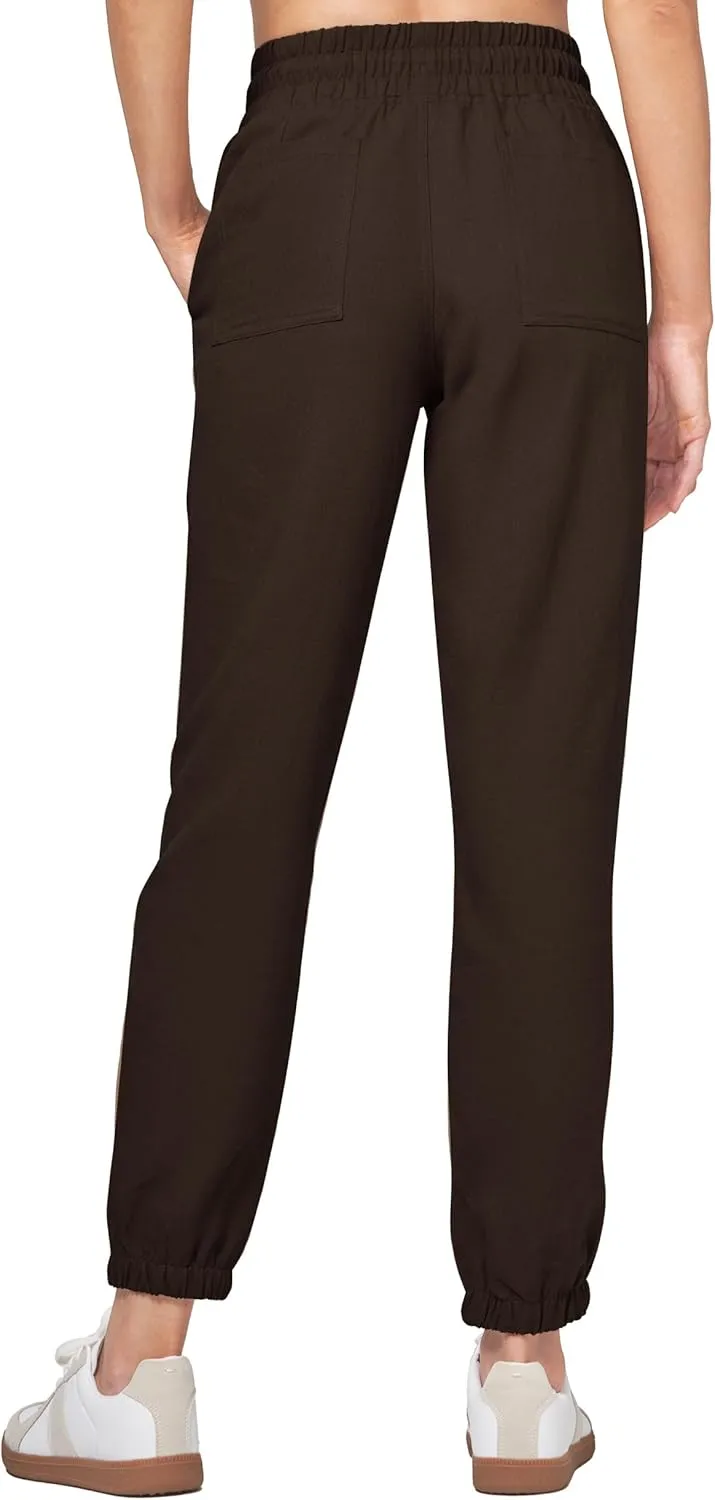 Willit Women Linen Pants Joggers Casual Lightweight Lounge Cotton Linen Travel Beach Summer Pants with Pockets 25.5"/28"