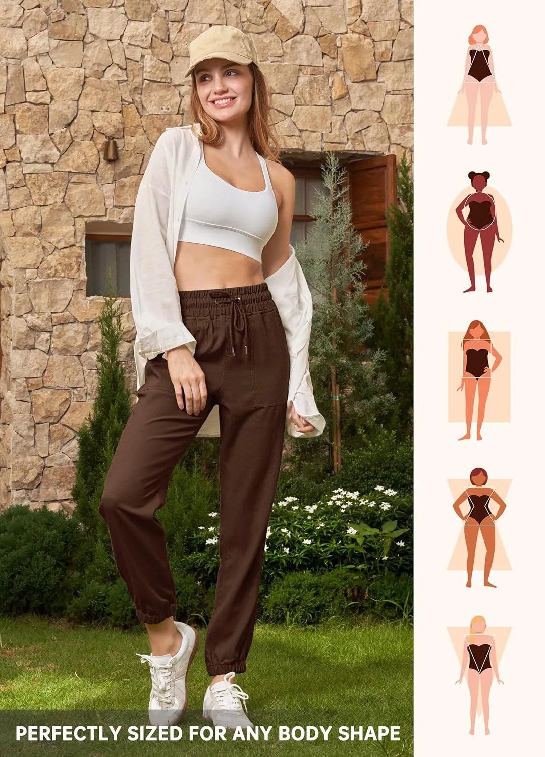 Willit Women Linen Pants Joggers Casual Lightweight Lounge Cotton Linen Travel Beach Summer Pants with Pockets 25.5"/28"