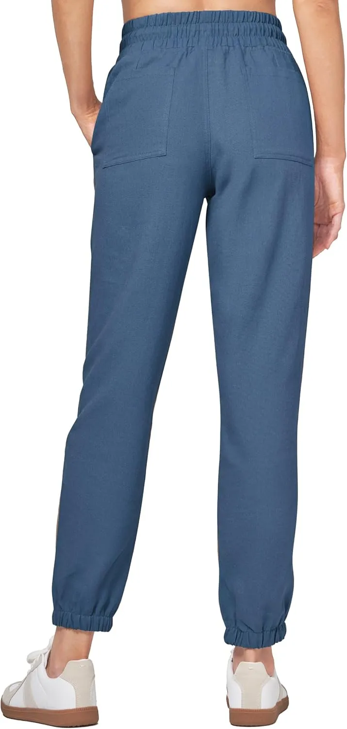 Willit Women Linen Pants Joggers Casual Lightweight Lounge Cotton Linen Travel Beach Summer Pants with Pockets 28"