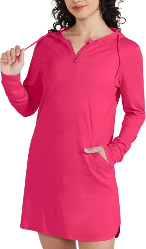 Willit Women's UPF 50  Swim Cover-Up Dress Hooded Beach Sun Long Sleeve Swimwear Quick Dry SPF Swim Shirts