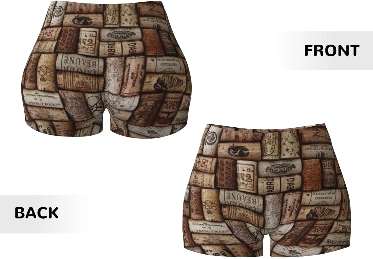 Wine Cork Print Women's Workout Short Elastic Summer Gym Shorts Convenient Exercise Vacationing