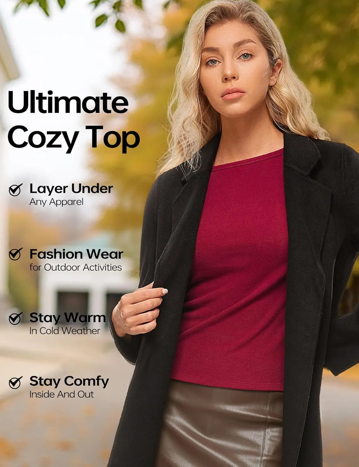 Wingslove Thermal Long Sleeve Built-in Bra for Women Boat Neck Tops for Fall and Winter Basics Shelf Bra Shirts