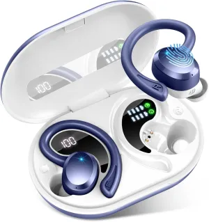 Wireless Earbuds Sport, Bluetooth 5.3 Headphones Bass Hi-Fi Stereo Over Ear Buds, 48Hrs Noise Cancelling Headset with Earhook, IP7 Waterproof Earphones Workout Running for Laptop Pad Android iOS