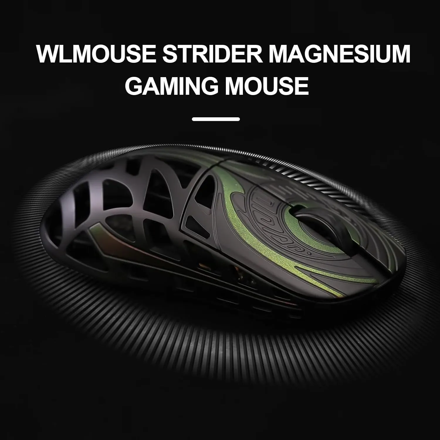 WLMOUSE Strider Magnesium Gaming Mouse 45g Superlight Magnesium Alloy Wireless Gaming Mouse, 125-8000Hz (Adjustable) Wireless Polling Rate, PAW 3950 HS Sensor, for PC/Laptop/Mac(Strider TTC-Black)