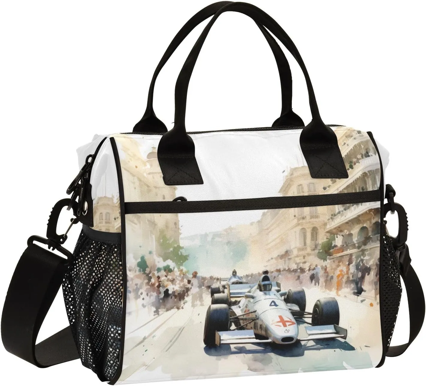 Women Cooler Bags Lunch Bag Reusable Insulated Lunch Bags Automobile Race Crossbody with Shoulder Strap Adults S