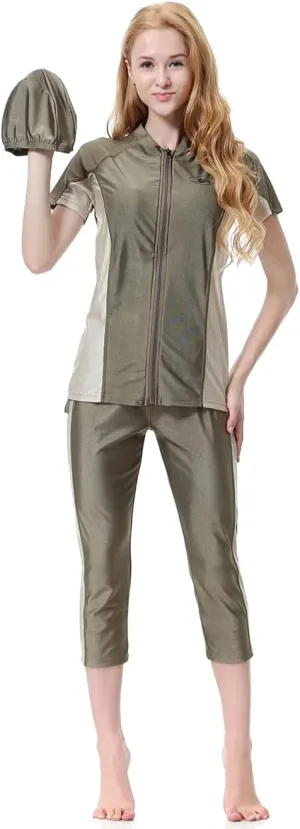 Women Modest Swimwear ​Muslim Burkini Swimsuits Hijab Islamic ​Bathing Suit UV Protection Rash Guard Surfing Sets