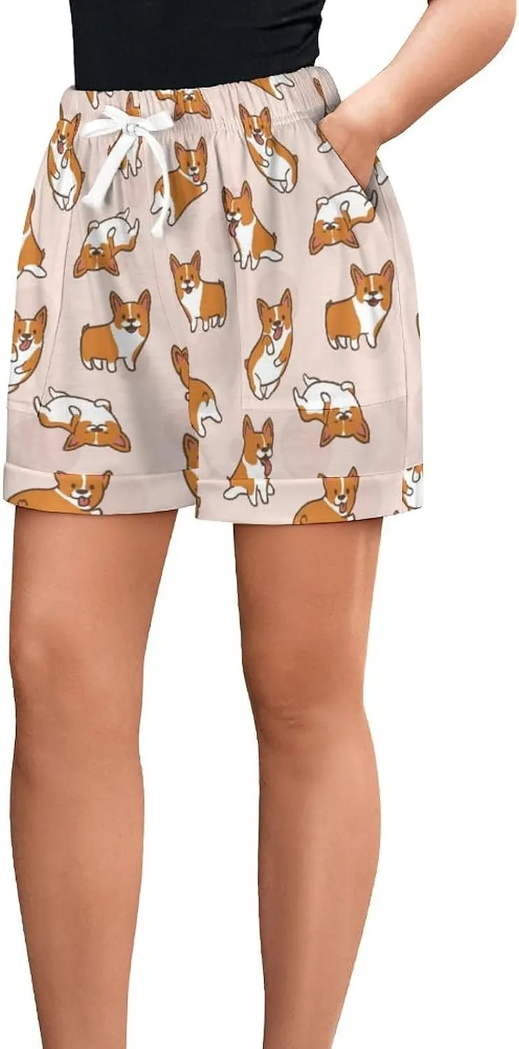 Women Pajama Shorts Beach Casual Athletic High Waist Drawstring Shorts Sleepwear Soft Lounge Casual Pants S-3XL