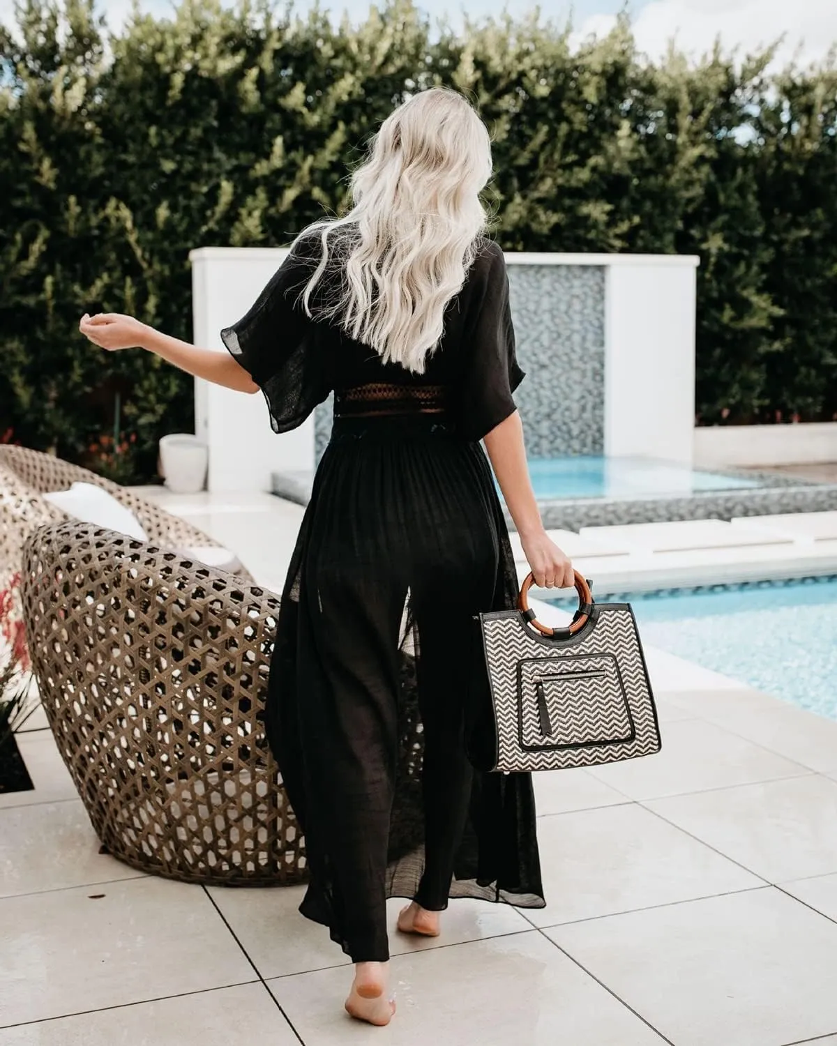 Women Swimsuit Cover Up Open Front Long Beach Kimono Cardigan Swim Bathing Suit Cover Ups with Drawstring One Size