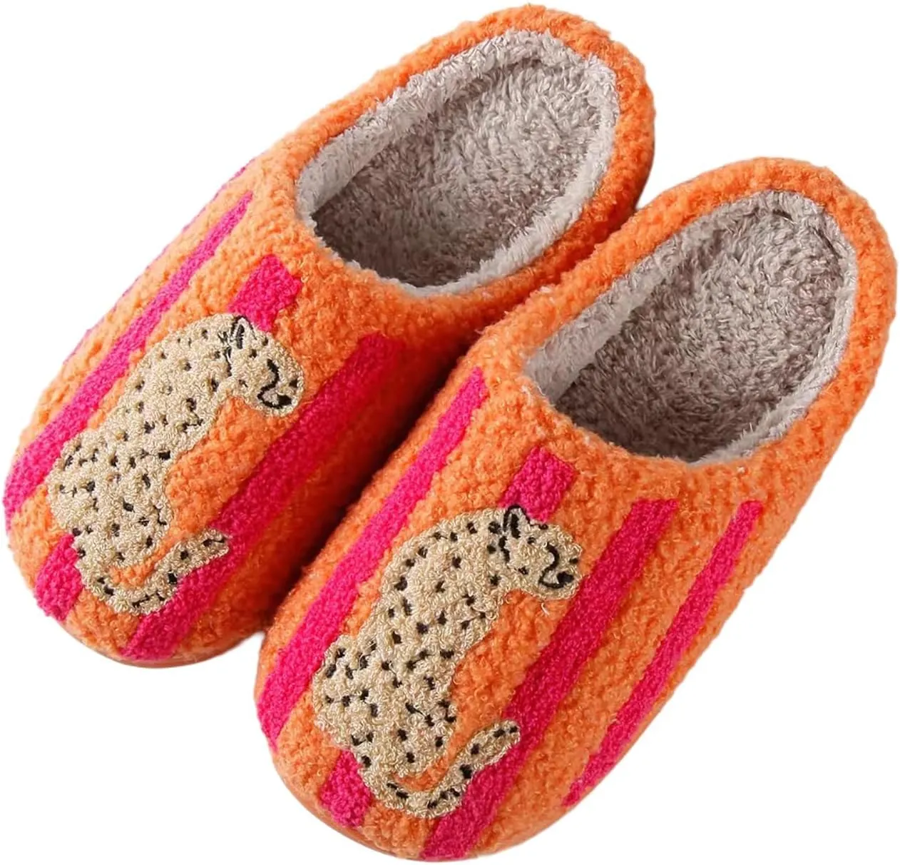 Women's & Men's Fluffy Plush Slippers - Cute Cartoon Animal House Slippers - Cuddly Warm Indoor/Outdoor Fuzzy Memory Foam Retro Home Couple Shoes