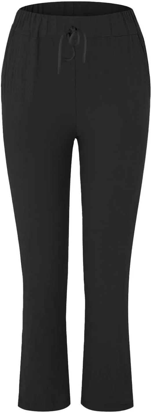 Women's Cotton Linen Summer Palazzo Pants Flowy Wide Leg Beach Trousers Pockets Lounge Plain Drawstring Trousers