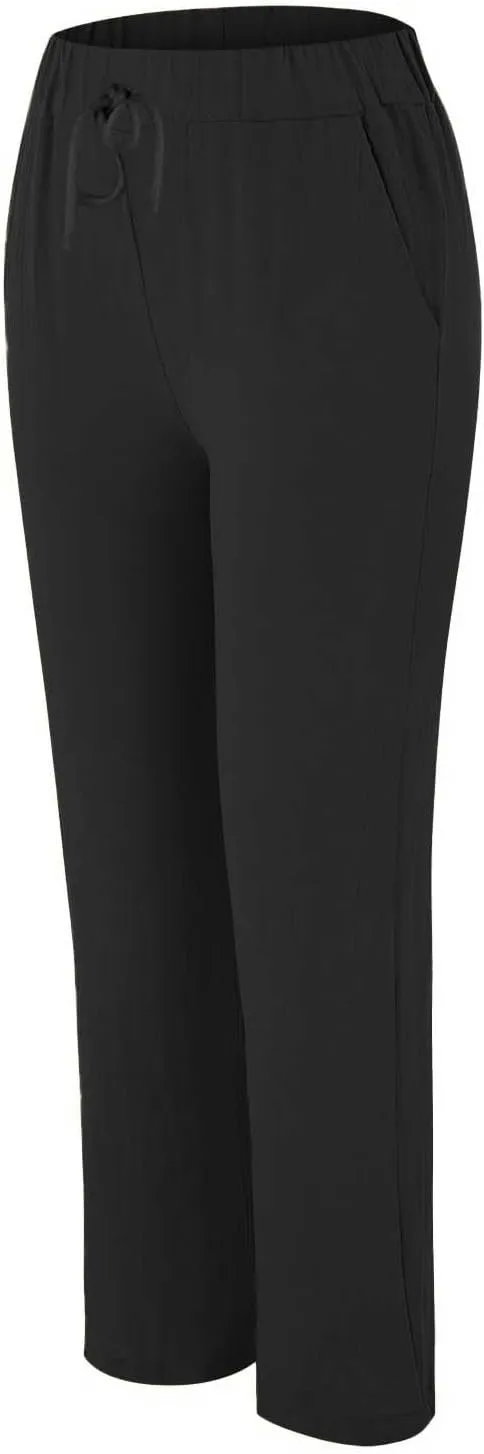 Women's Cotton Linen Summer Palazzo Pants Flowy Wide Leg Beach Trousers Pockets Lounge Plain Drawstring Trousers