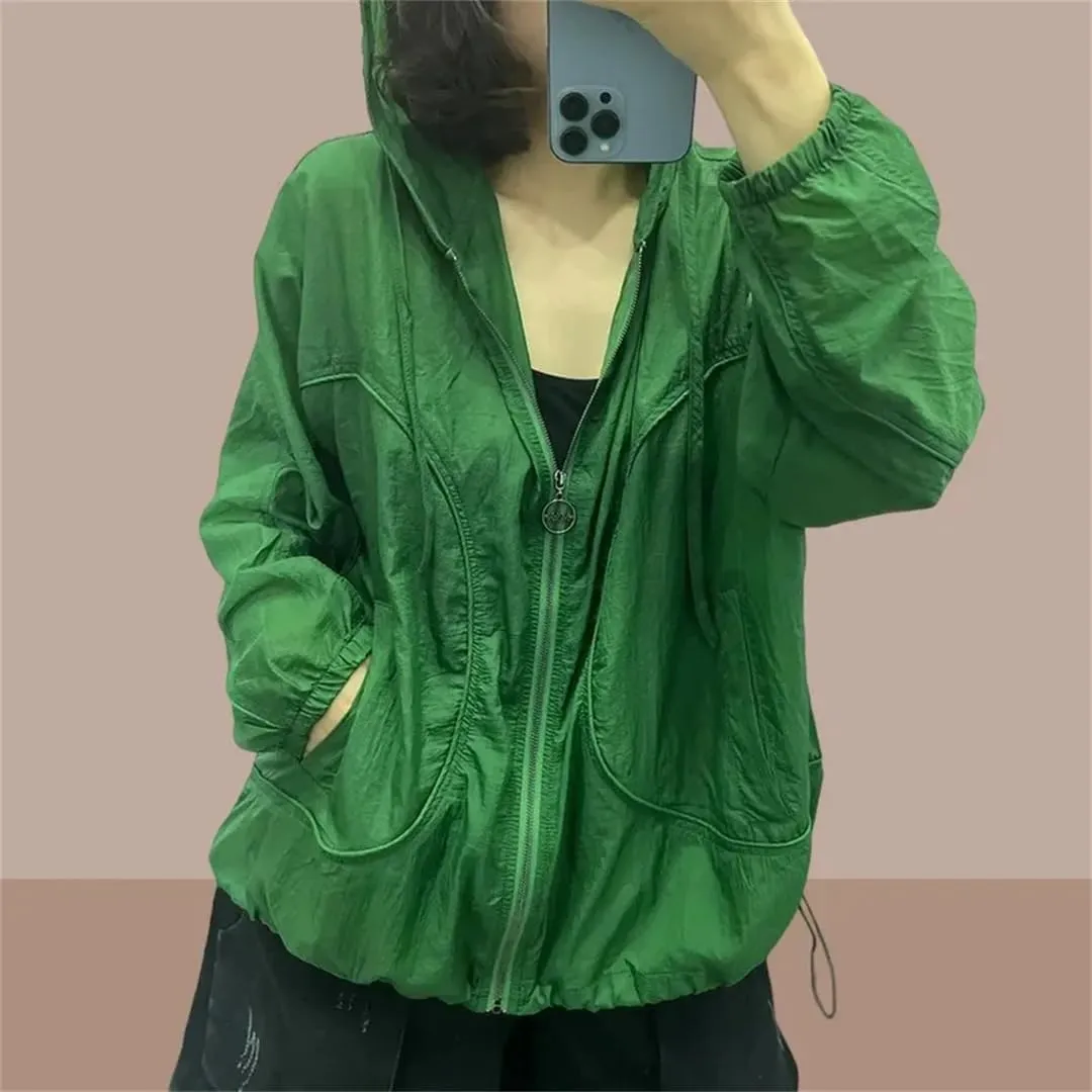 Women's Jacket Beach Thin Sunscreen UV Protection Coat Female Long Sleeve Hooded Jackets Tops